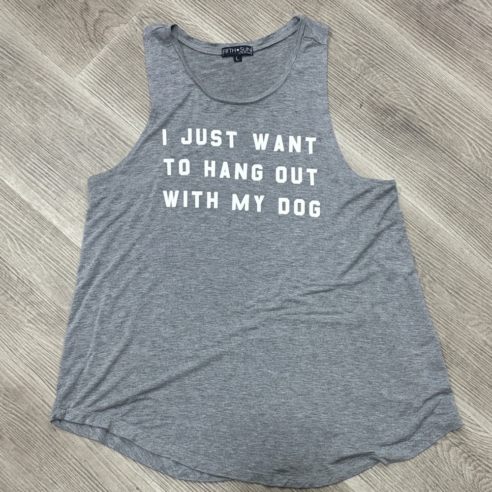 Fifth Sun Gray Dog Hangout Tank Top